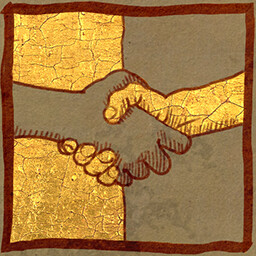 The Turncoat achievement icon showing a handshake between a clawed hand and a bare hand