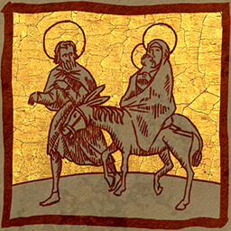 The Together Forever achievement icon showing a haloed family riding a donkey